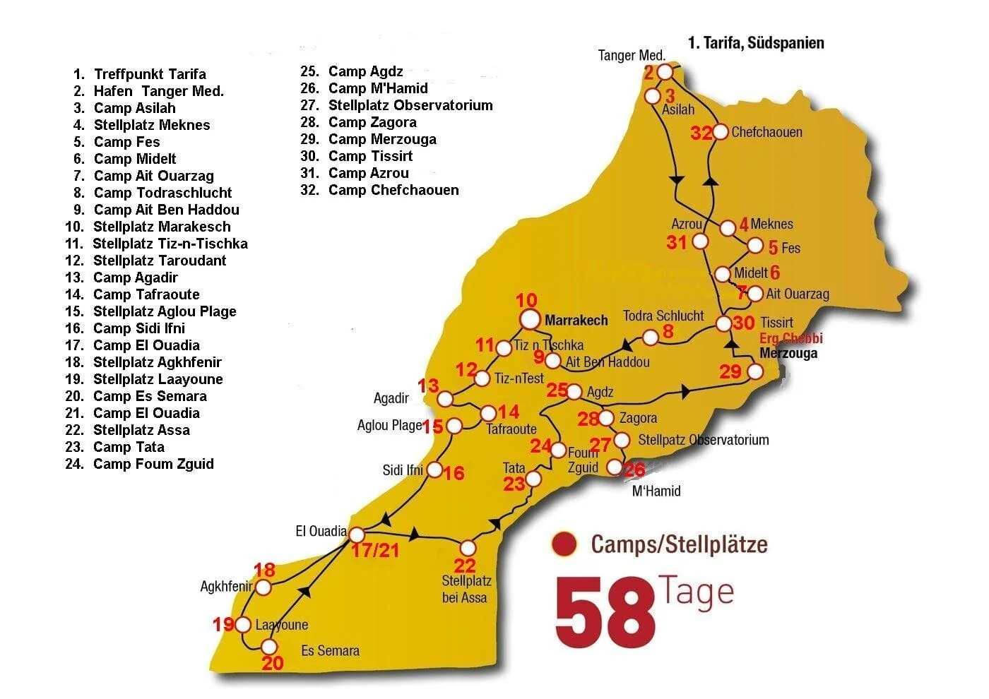 Mapa de la ruta Traum Tour de 58 días
